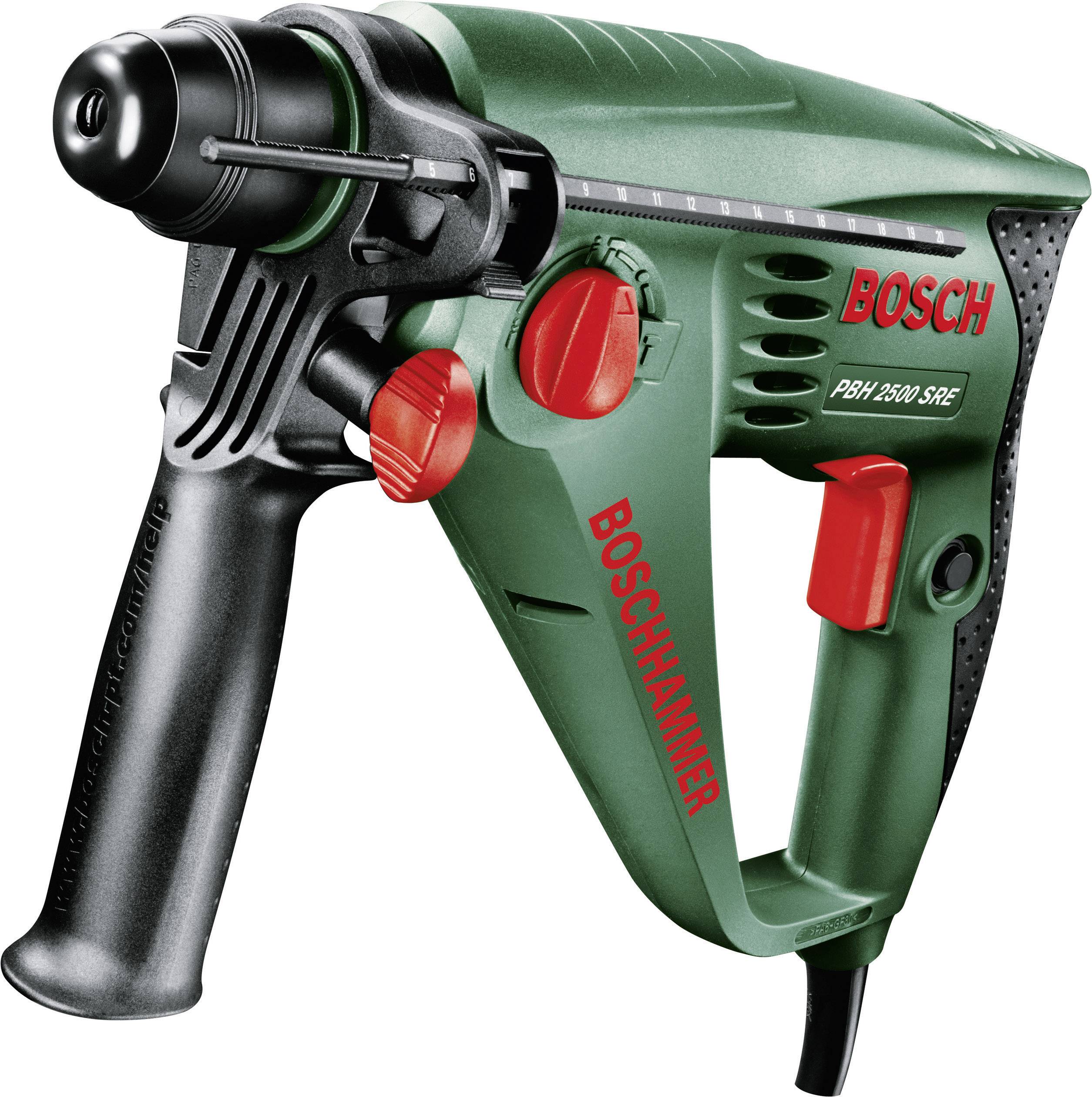 Boormachine 'Bosch PBH 2800 SRE' in groen met rode accenten en zwarte handgreep.