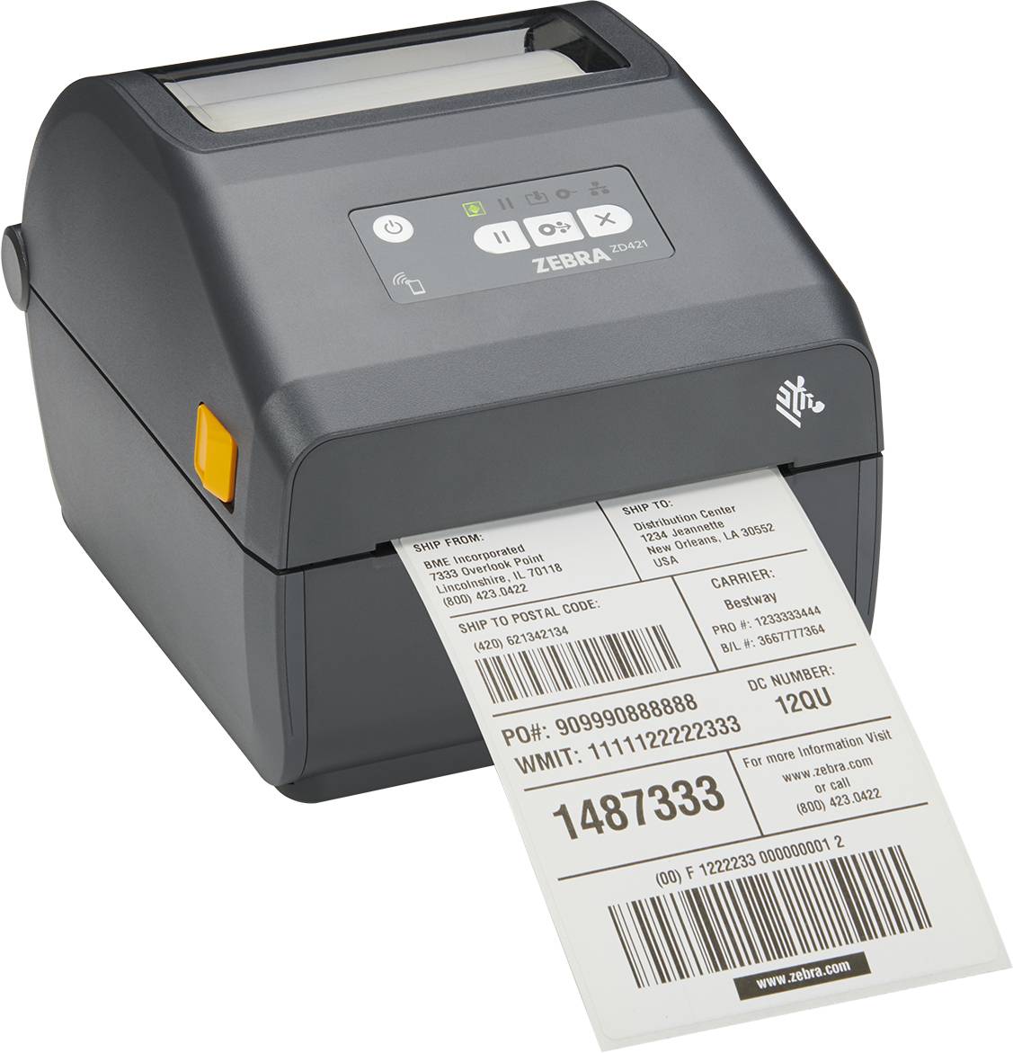 Zebra ZD421c, cartridge, 12 dots/mm (300 dpi), RTC, EPLII, ZPLII, USB, USB Host, BT (BLE), Ethernet, grey, 256 MB RAM /-3