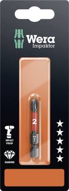 Wera 05073956001 851/4 IMP DC SB SiS Kruis-bit Aandrijving: 1/4" (6,3 mm) Uitvoering: Kruiskop Phillips PH 2 50 mm
