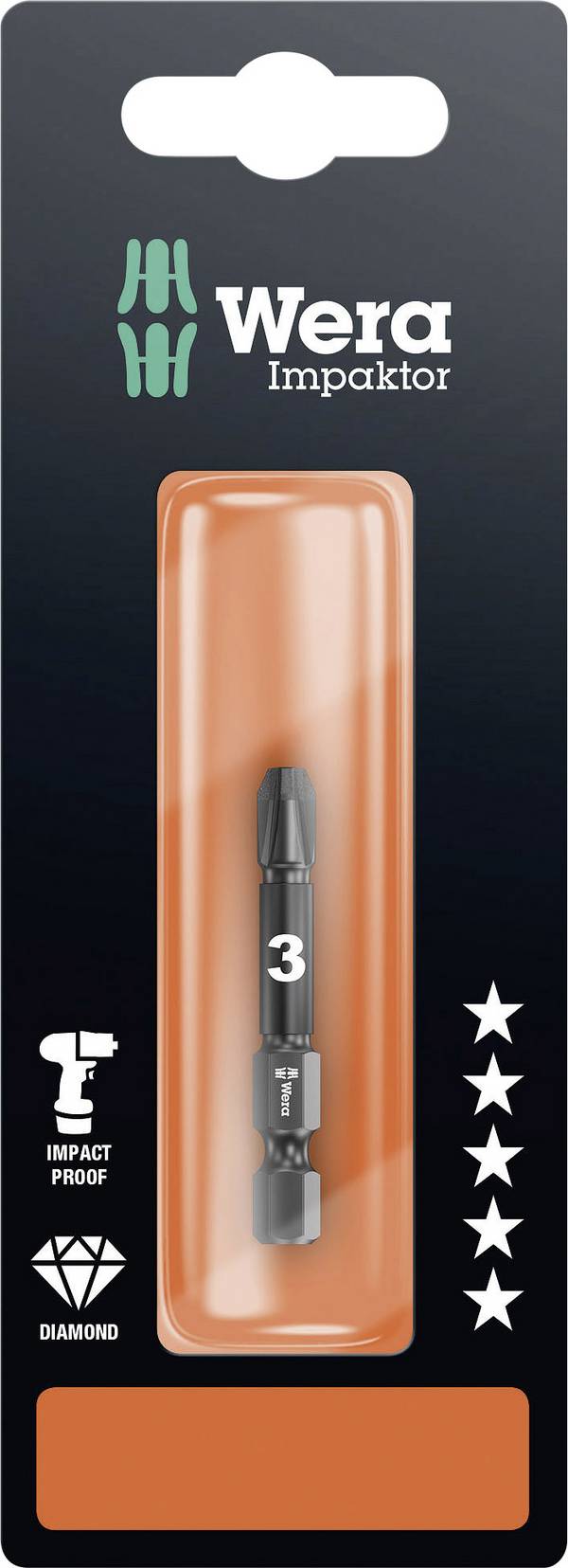 Wera 05073962001 855/4 IMP DC SB SiS Kruis-bit Aandrijving: 1/4" (6,3 mm) Uitvoering: Kruiskop Pozidriv PZ 3 50 mm