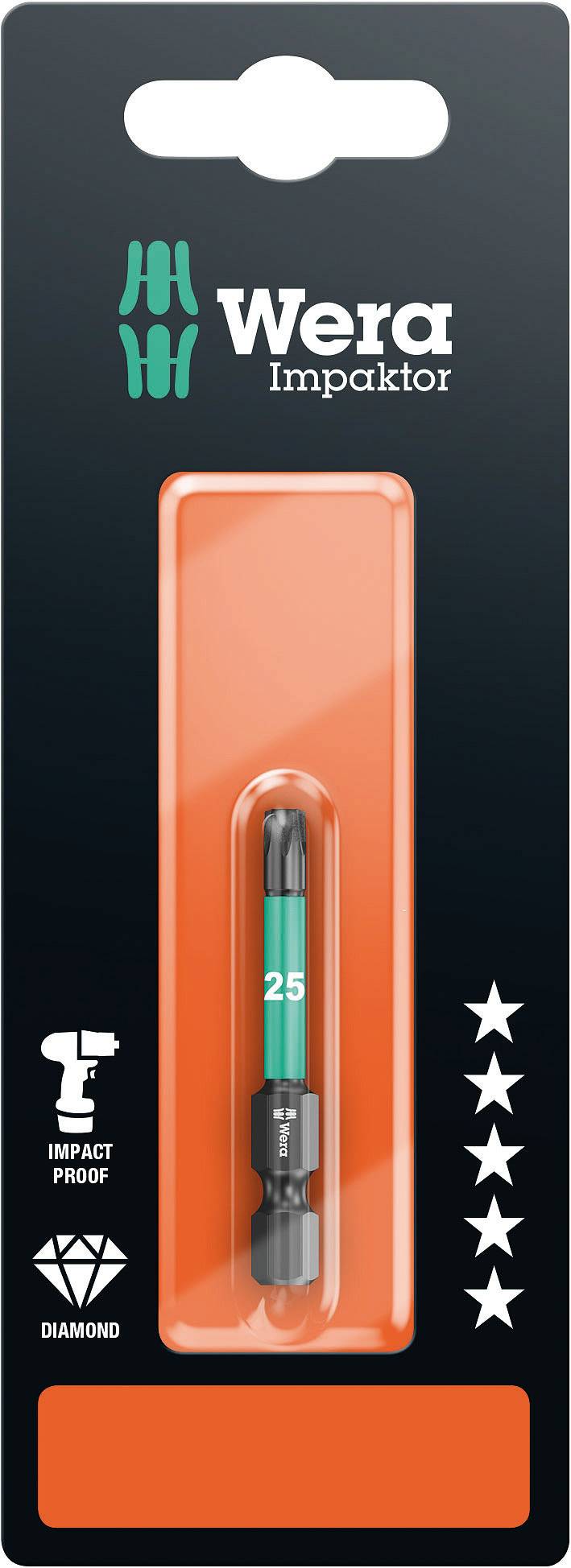 Wera 867/4 IMP DC SB SiS 05073965001 Torx-bit T 25 Gereedschapsstaal Gelegeerd, Met diamant bedekt F 6.3 1 stuk(s)