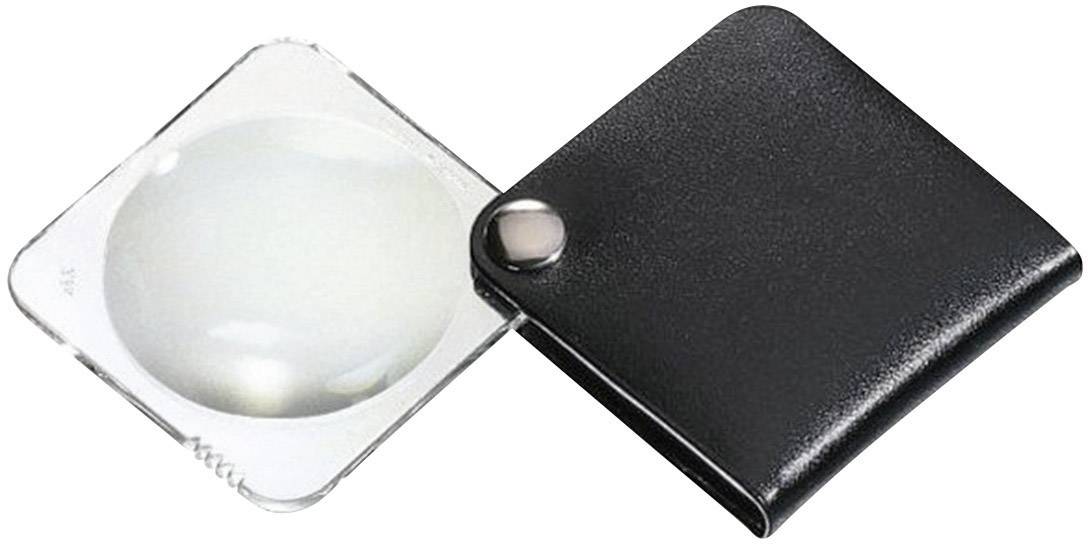 Handige vergrootglas met zwarte hoes voor onderweg, ideaal voor het lezen van kleine teksten en details.