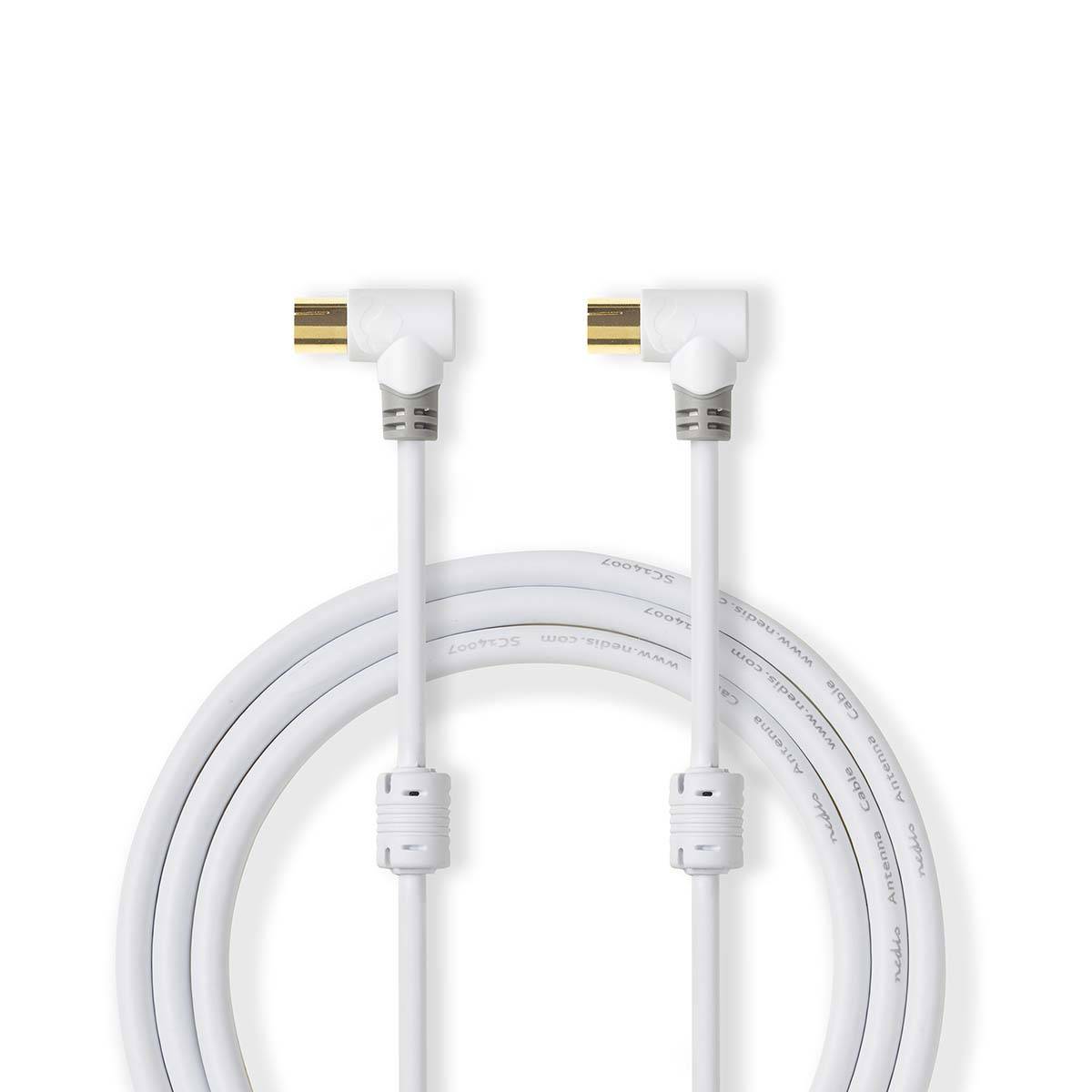 Nedis IEC (m) - IEC (v) coaxkabel - haakse connectoren / wit - 5 meter-1