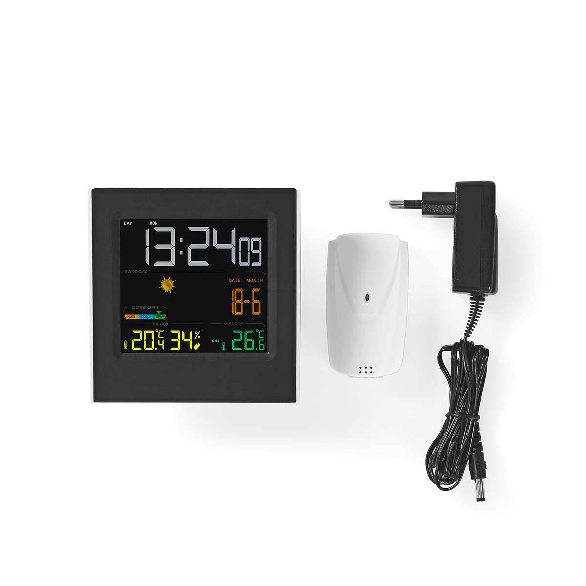 Weerstation | Binnen & Buiten | Inclusief draadloze weersensor | Weersvoorspelling | Tijdweergave | LED-Scherm |-1