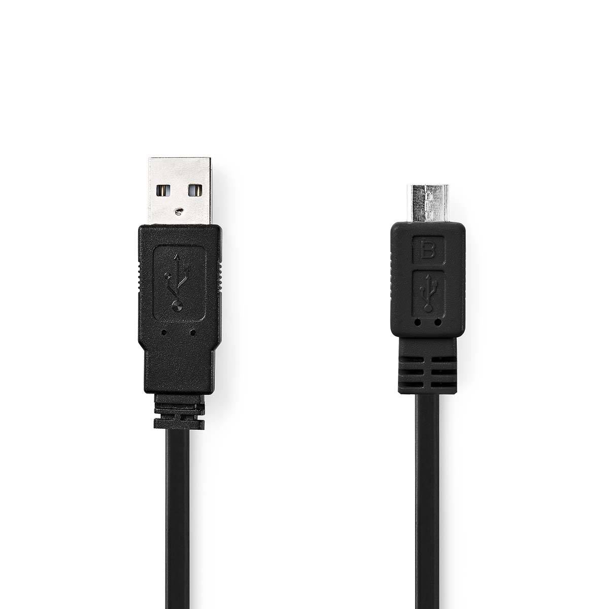 USB-Kabel | USB 2.0 | USB-A Male | USB Micro-B Male | 480 Mbps | Vernikkeld | 1.00 m | Plat | PVC | Zwart | Envelop-1