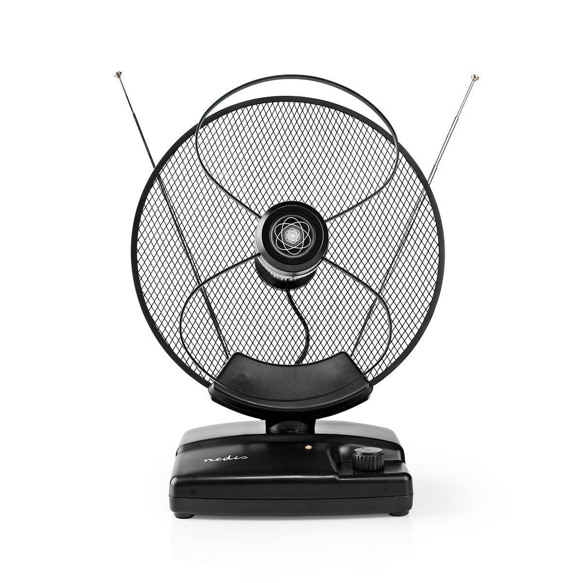 Nedis FM/UHF/VHF DVB-T/T2 DAB+ HDTV antenne voor binnen - actief - 36 dB - LTE700 filter / zwart - 1,6 meter-0