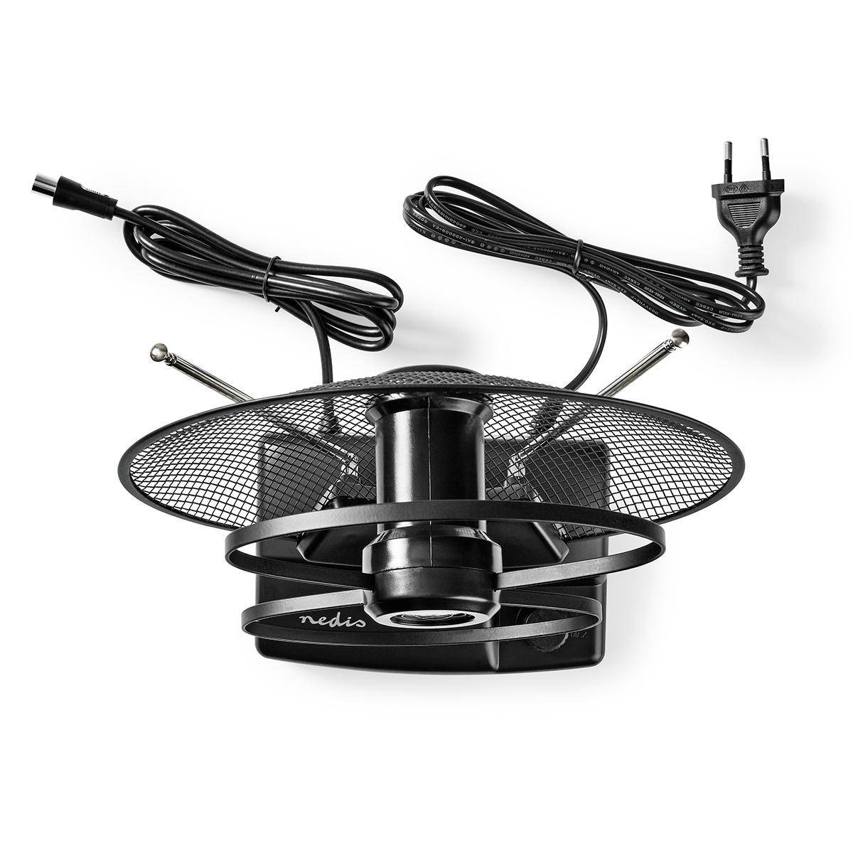 Nedis FM/UHF/VHF DVB-T/T2 DAB+ HDTV antenne voor binnen - actief - 36 dB - LTE700 filter / zwart - 1,6 meter-1