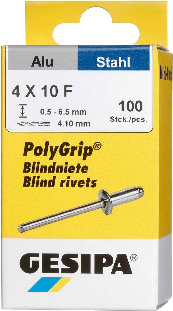 Blindklinknagel PolyGrip® klinknagelschacht d x l 4 x 10 mm aluminium / staal 10
