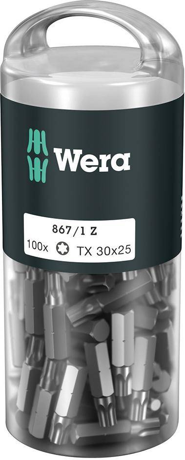 Bit 1/4" DIN3126E6,3 T30x25mm pak voor 100st. Wera