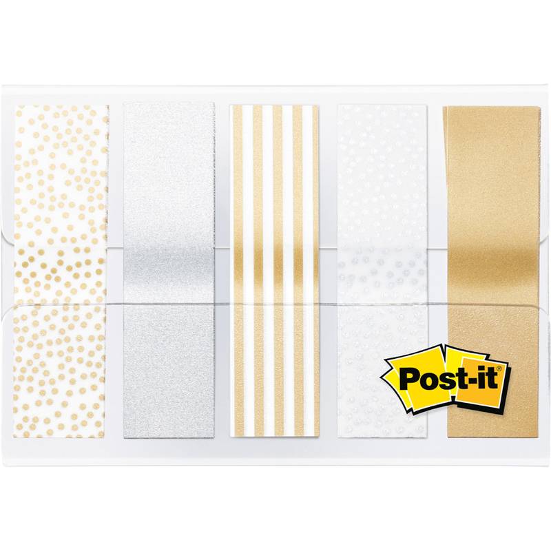 Indextabs Post-it 684 12mmx43mm metallic motief goud zilver 100 tabs-0