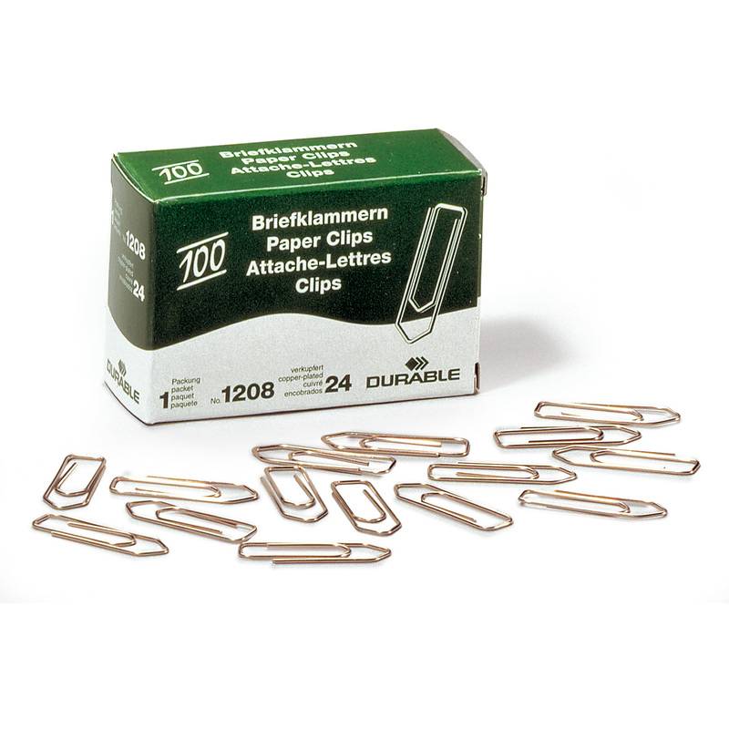 Duurzame paperclips 32 mm, kopergeplateerd, 100 stuks-0