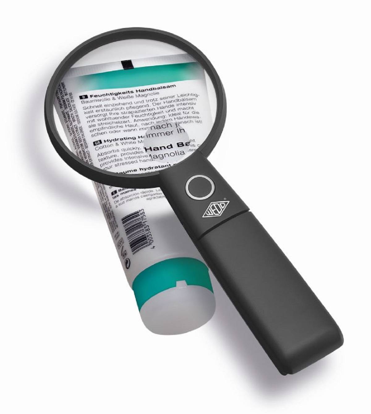 WEDO ronde, verlichte vergrootglas 90 mm met statief, zwart-2