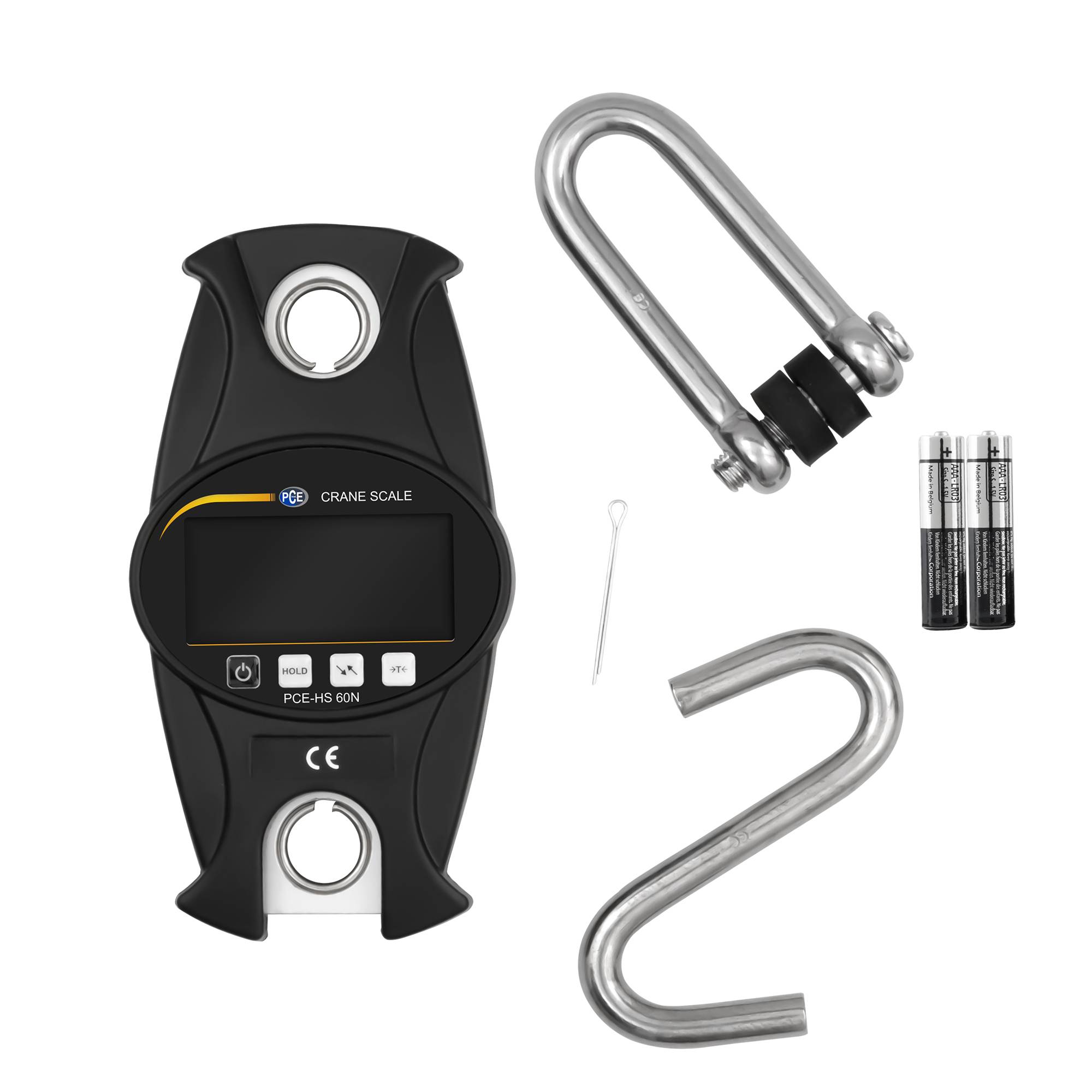 PCE Instruments PCE-HS 60N Kraanweegschaal Weegbereik (max.) 60 kg Resolutie 20 g werkt op batterijen Zwart-6