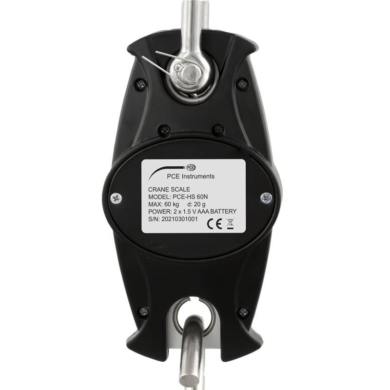 PCE Instruments PCE-HS 60N Kraanweegschaal Weegbereik (max.) 60 kg Resolutie 20 g werkt op batterijen Zwart-2