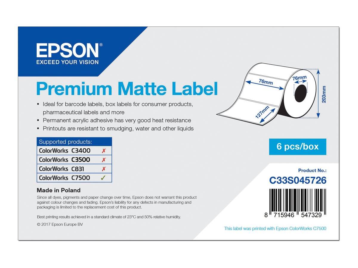 Epson labelrol, normaal papier, 76x127mm, Epson ColorWorks C7500, Epson label roll-0