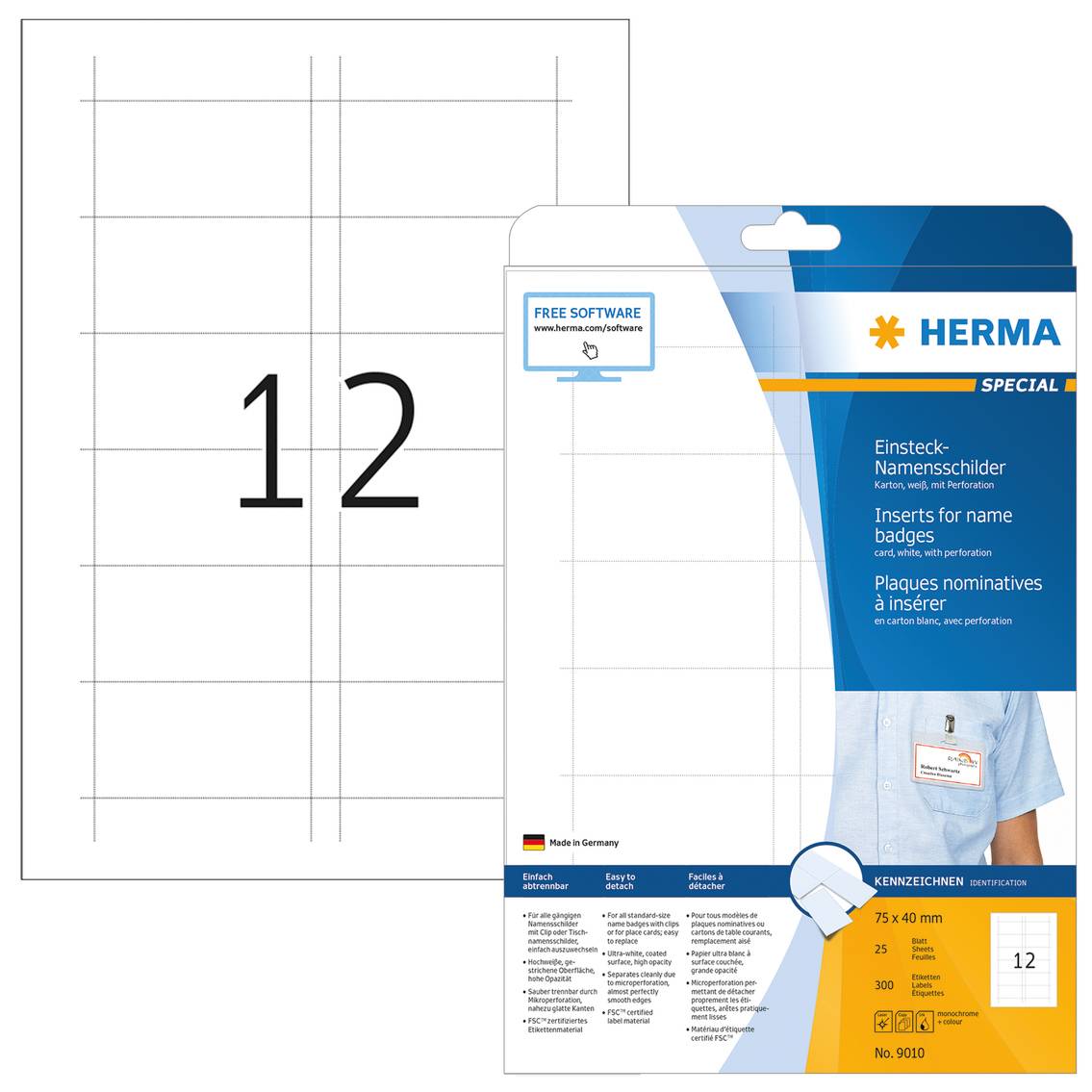 HERMA naamplaatjeshouder. A4 75x40 mm wit karton, 300 stuks.-7