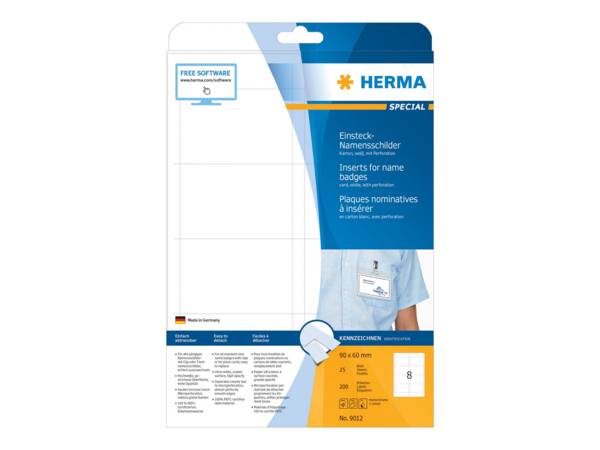 HERMA naamplaatjeshouder. A4 90x60 mm wit karton, 200 stuks.