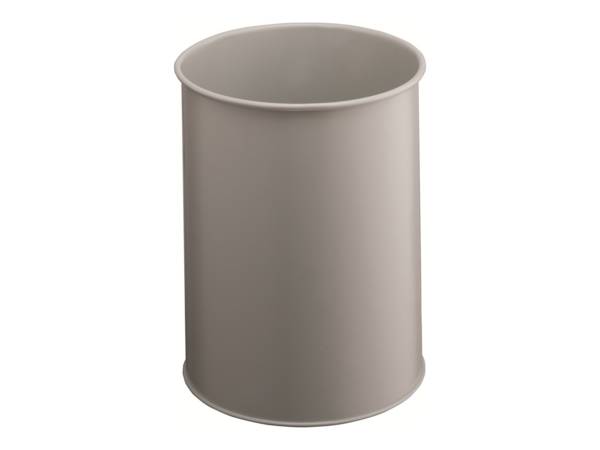 Duurzame metalen afvalbak, rond, 15 liter, grijs
