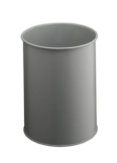 Duurzame metalen afvalbak, rond, 15 liter, grijs-3