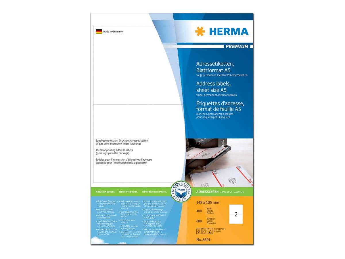 HERMA adresetiketten premium A5 wit 105x148 mm 800 stuks.-0