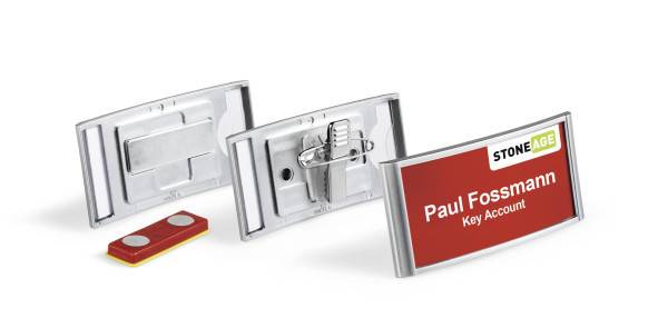 Duurzame naamplaatjes Classic met magneet 34x74mm 10 stuks zilver-3