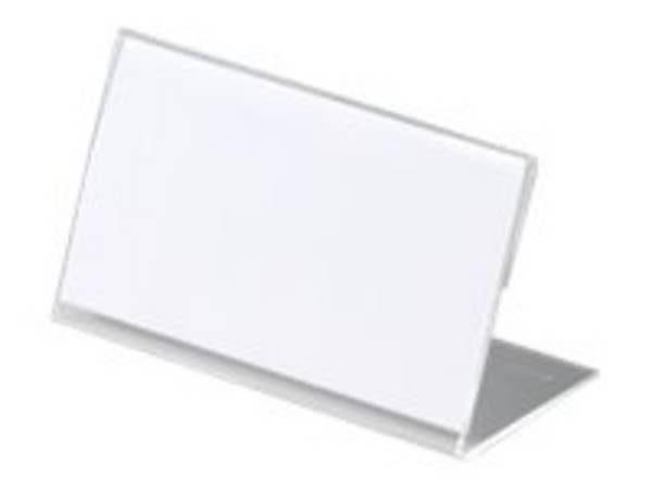 Duurzame tafelnaamplaatjes van acryl, 52x100 mm, transparant, verpakking van 10 stuks.