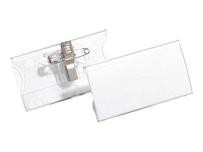 Duurzame naamplaatjes met clip, 40x75 mm, acryl, verpakking van 25 stuks.-0