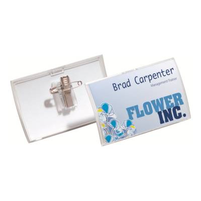 Duurzame naamplaatjes met kliksluiting en combinatieclip, 54x90mm, 25 stuks-0