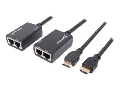 Manhattan 1080P HDMI via Ethernet extender met geïntegreerde kabel, lengte 30 meter met 2X Cat5E of Cat6 Ethernet C-0