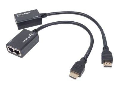 Manhattan 1080P HDMI via Ethernet extender met geïntegreerde kabel, lengte 30 meter met 2X Cat5E of Cat6 Ethernet C-6