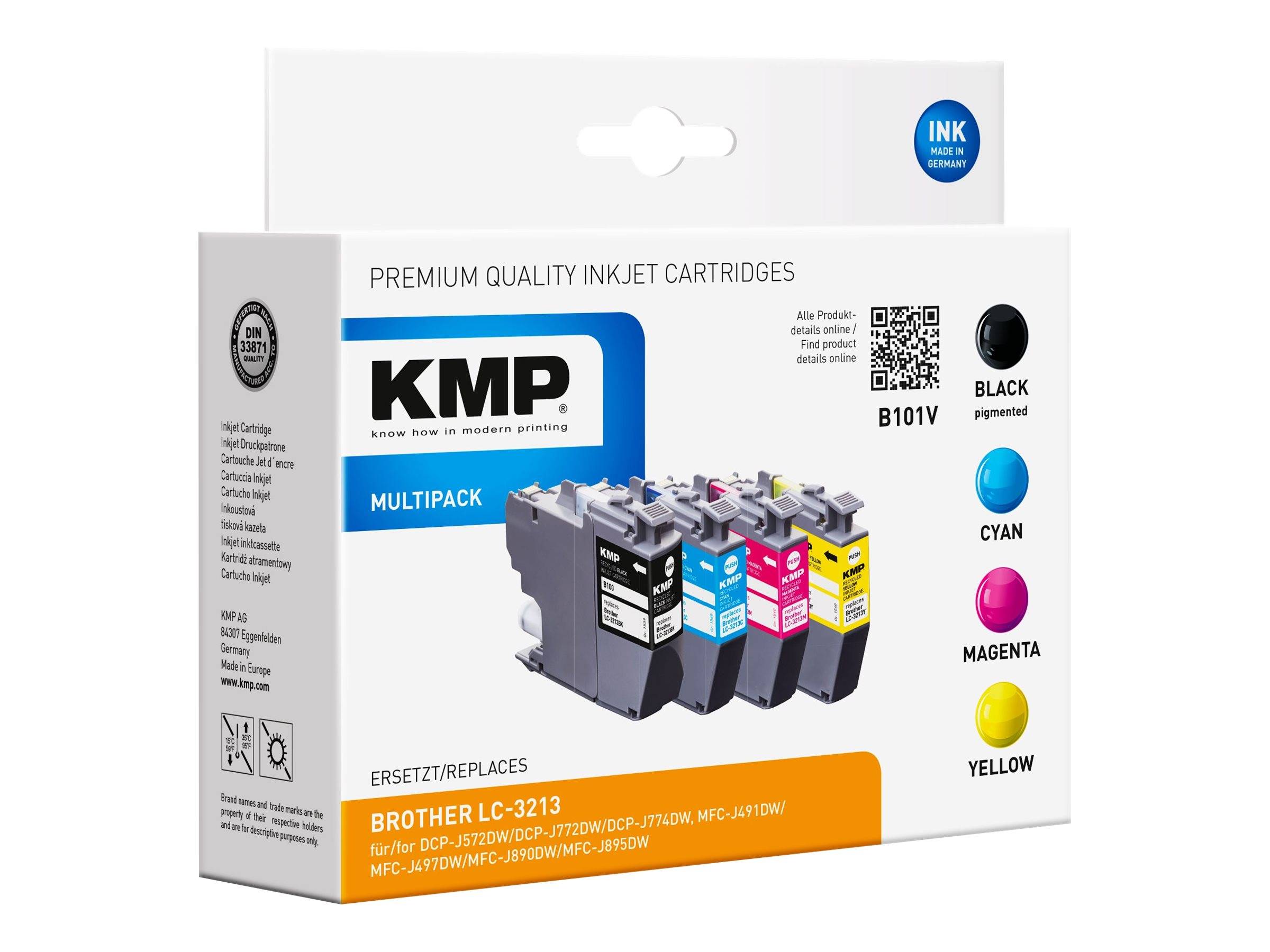 KMP Inktcartridge vervangt Brother LC-3213BK, LC-3213C, LC-3213M, LC-3213Y Compatibel Combipack Zwart, cyaan, magenta, g-0