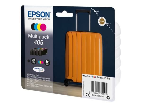 Printercartridge - EPSON - 405 C13T05G64020 - Cyaan, magenta, geel, zwart - Verpakking van 4 - 23,8 ml