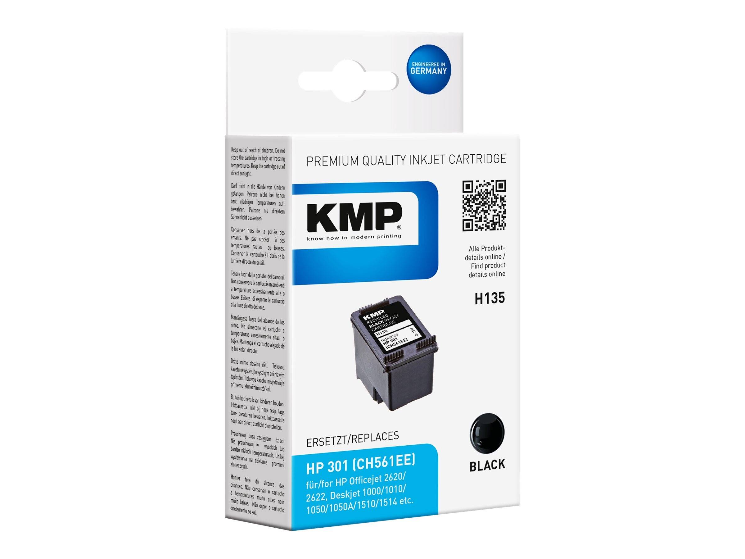 KMP-cartridge HP CH561EE NR.301 zwart 190 p-0