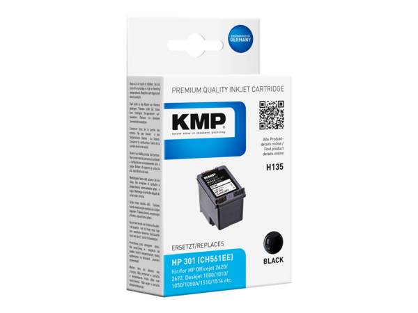 KMP-cartridge HP CH561EE NR.301 zwart 190 p