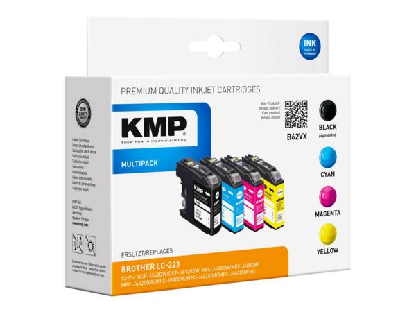 KMP Inktcartridge vervangt Brother LC-223BK, LC-223C, LC-223M, LC223Y Compatibel Combipack Zwart, Cyaan, Magenta, Geel B