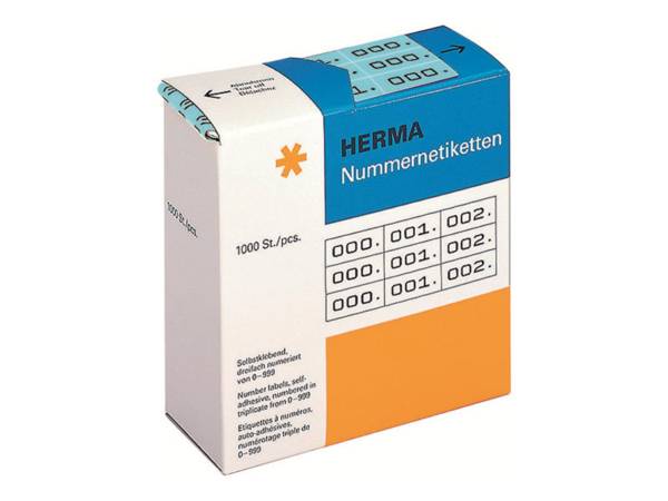 HERMA numerologie. 3-voudig zelfkl. 10x22 mm blauw/zwart