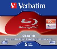 1x5 Verbatim BD-RE Blu-Ray 50GB 2x snelheid, wit blauw oppervlak JC-4