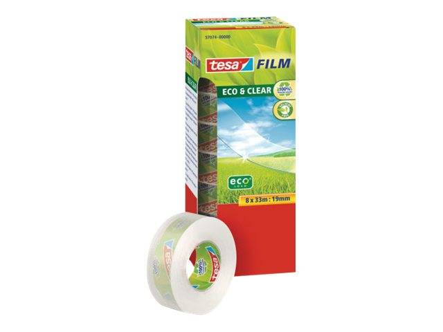 tesafilm eco en clear rol 33m 19mm kantoordoos 8st.-0