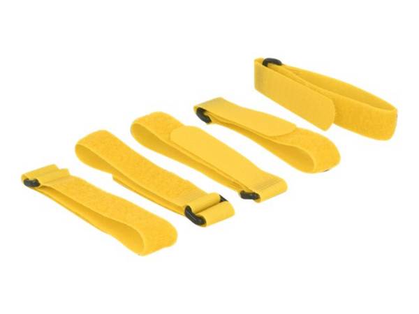 DELOCK kabelbinders Klittenbandsluiting 300 mm 5 stuks met lus geel