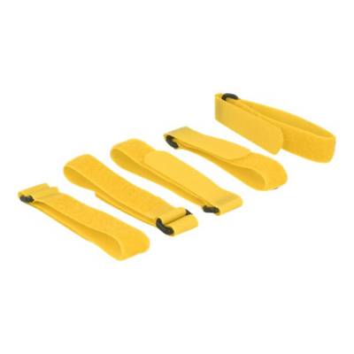 DELOCK kabelbinders Klittenbandsluiting 300 mm 5 stuks met lus geel-0