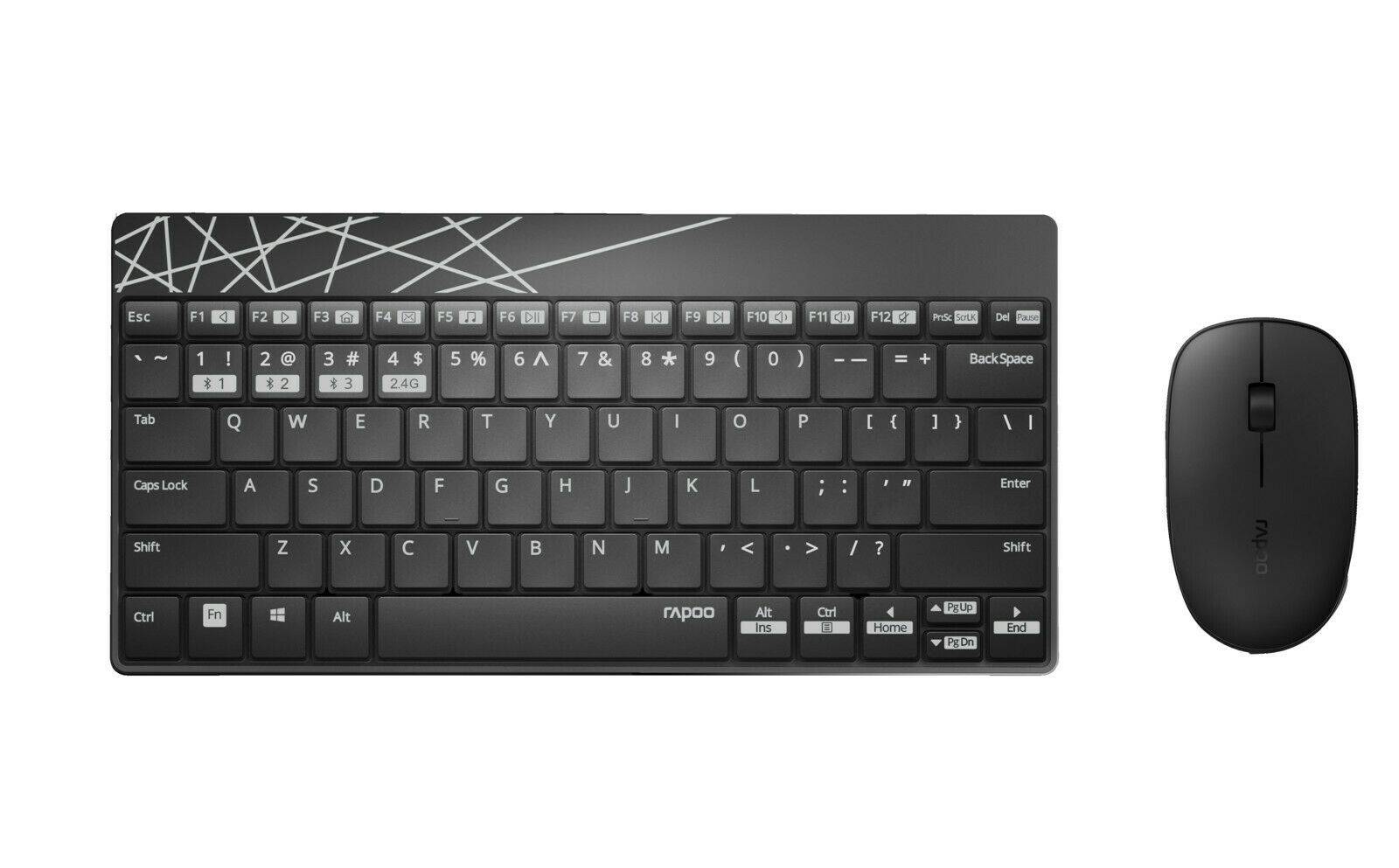 Rapoo 8000M - Tastatur-und-Maus-Set - kabellos - 2.4 GHz, Bluetooth 4.0, Bluetooth 3.0 - Schwarz-7