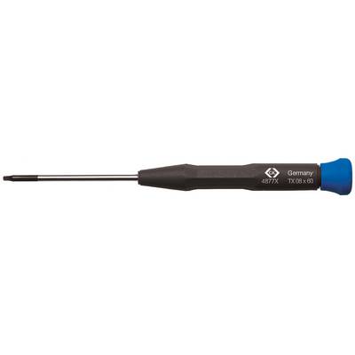 Schroevendraaier met blauwe greep en zwarte schacht, geproduceerd in Duitsland, Torx TX6x60.