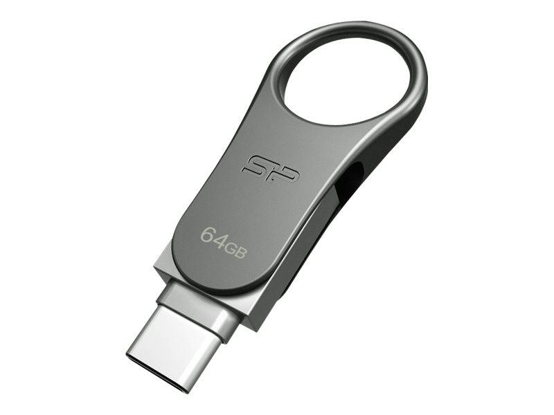 Silicon Power Mobile C80 USB-flashdrive 64 GB USB Type-A / USB Type-C 3.0 (3.1 Gen 1) Titanium-0