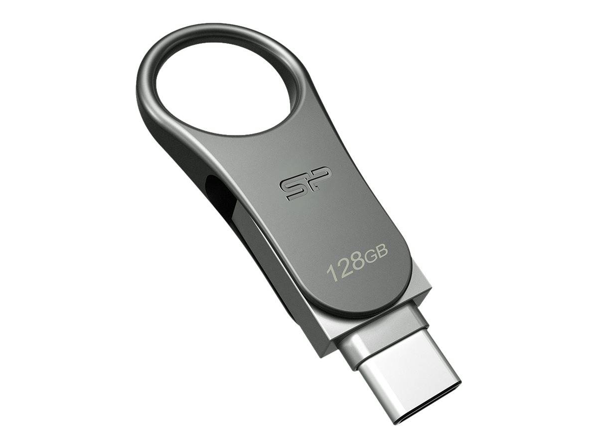 Silicon Power Mobile C80 USB-flashdrive 128 GB USB Type-A / USB Type-C 3.0 (3.1 Gen 1) Titanium-0
