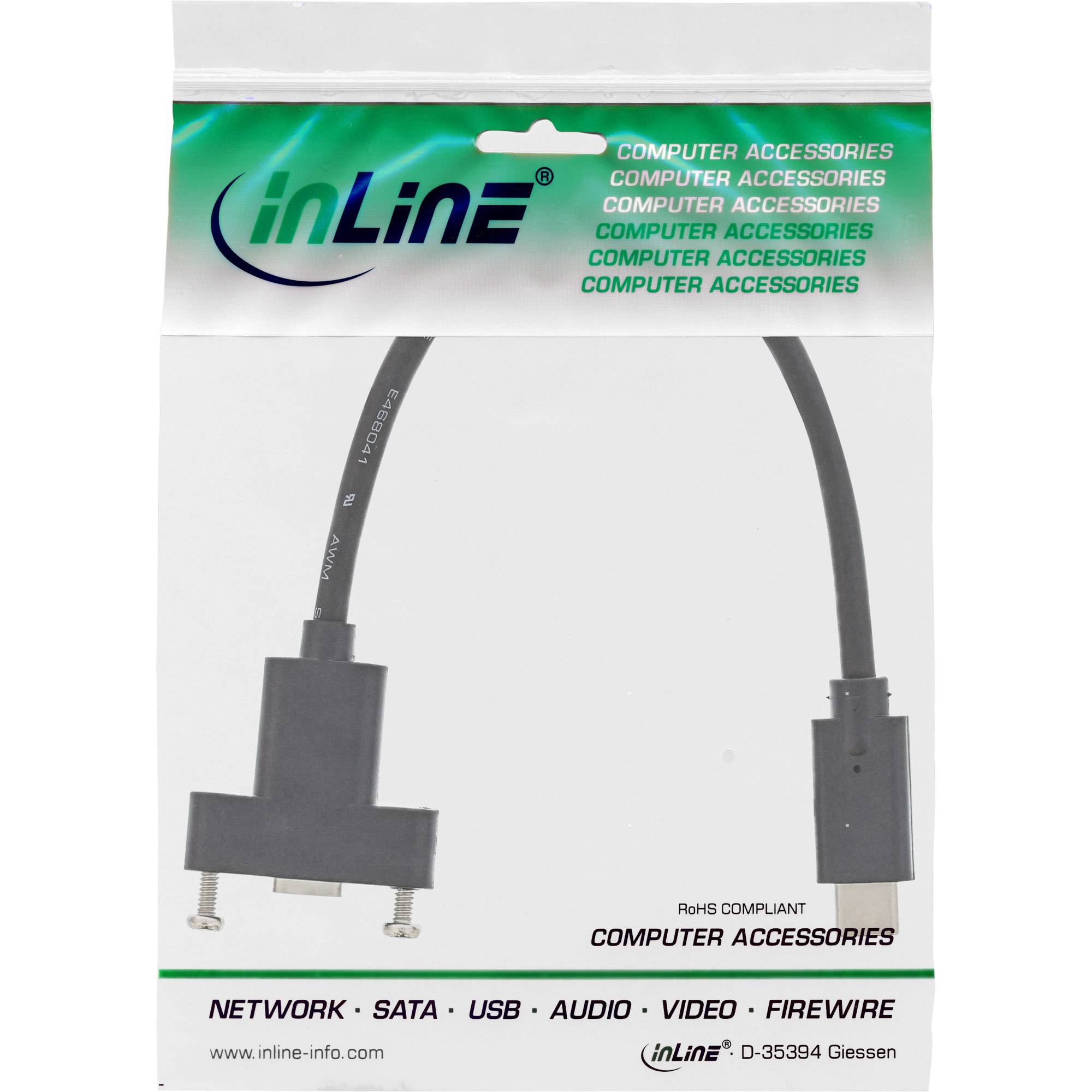 inLine 33441G USB-kabel USB 3.2 Gen2 USB-C stekker 0.20 m Zwart Met USB-5