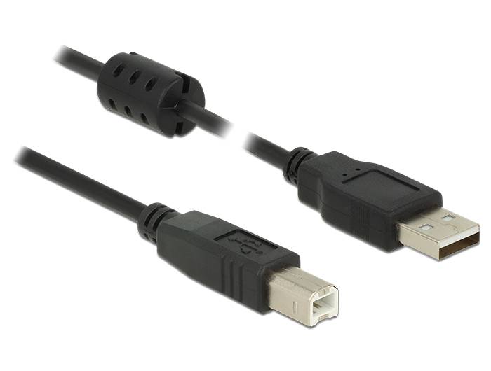 Delock USB-kabel USB 2.0 USB-A stekker, USB-B stekker 3.00 m Zwart Met Ferrietkern 84898-3