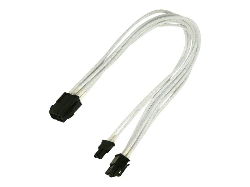 Kabel Nanoxia PCI-E 6- naar 6+2-pins, 30 cm, enkel, wit-0