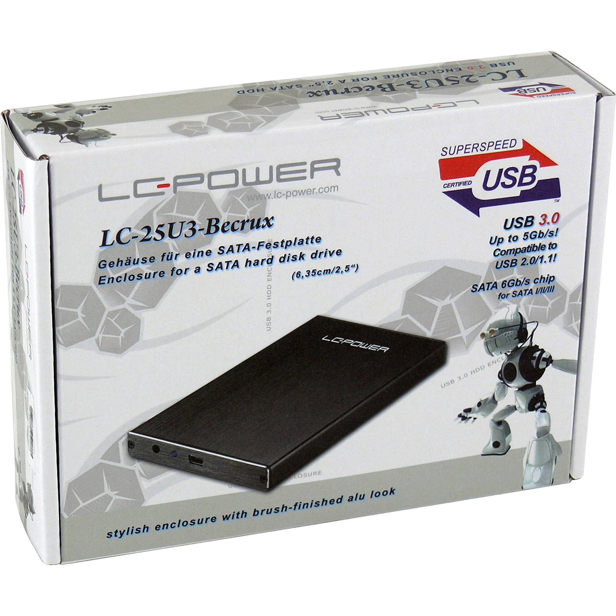 LC-Power Go 6,3 cm (2,5") SATAIII>USB3.0 LC-25U3-BECRUX ALU detailhandel-3