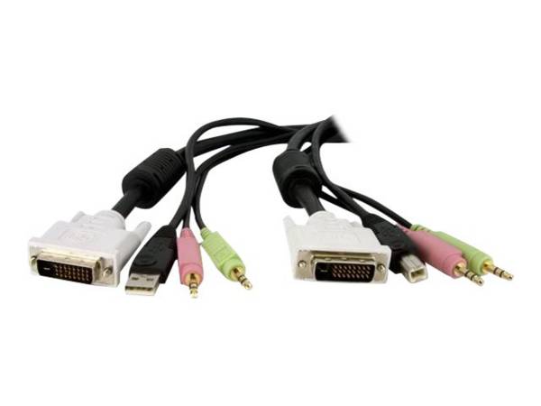 StarTech.com 1,80m 4-in-1 USB Dual-Link DVI-D KVM-switch Kabel met Audio en Microfoon - Cable for Audio-/Video-apparaat,
