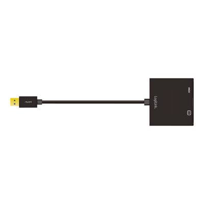LogiLink UA0234 USB / VGA / HDMI Adapter [1x USB 3.2 Gen 1 stekker A (USB 3.0) - 1x VGA-bus, HDMI-bus] Zwart  10.00 cm